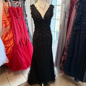 Elegant Black Beaded Wedding or Prom Dress
